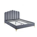 Casa si Gradina - Mobilier - Paturi si accesorii - Paturi - Pat Cloud, 180 x 200 cm, tapitat catifea gri, somiera inclusa - Infinity.ro