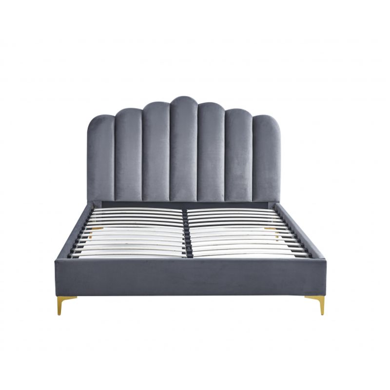 Casa si Gradina - Mobilier - Paturi si accesorii - Paturi - Pat Cloud, 180 x 200 cm, tapitat catifea gri, somiera inclusa - Infinity.ro