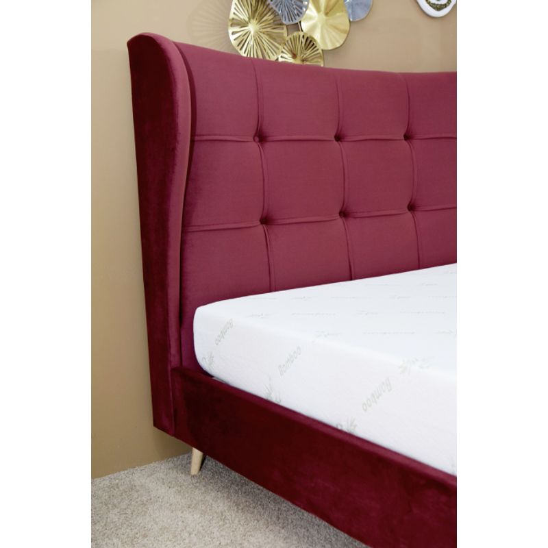 Casa si Gradina - Mobilier - Paturi si accesorii - Paturi - Pat Almera, 160 x 200 cm, tapitat catifea, burgundiu, somiera inclusa - Infinity.ro