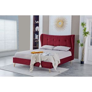 Pat Almera, 160 x 200 cm, tapitat catifea, burgundiu, somiera inclusa
