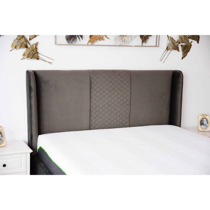 Casa si Gradina - Mobilier - Paturi si accesorii - Paturi - Pat Oslo, 180 x 200 cm, tapitat catifea gri, somiera inclusa - Infinity.ro