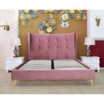 Casa si Gradina - Mobilier - Paturi si accesorii - Paturi - Pat Almera, 180 x 200 cm, tapitat catifea roz, somiera inclusa - Infinity.ro