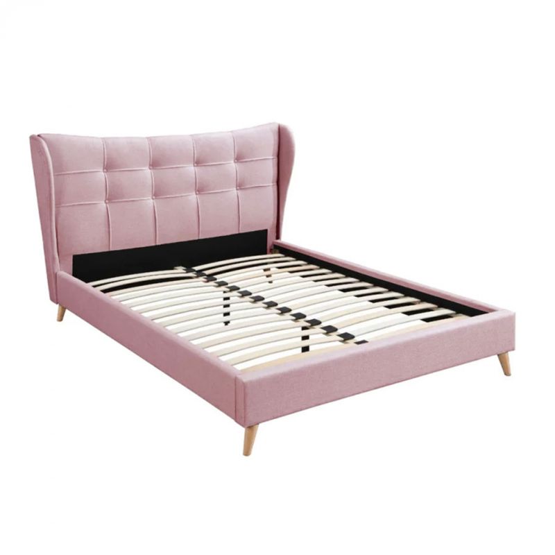 Casa si Gradina - Mobilier - Paturi si accesorii - Paturi - Pat Almera, 180 x 200 cm, tapitat catifea roz, somiera inclusa - Infinity.ro