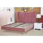 Casa si Gradina - Mobilier - Paturi si accesorii - Paturi - Pat Almera, 180 x 200 cm, tapitat catifea roz, somiera inclusa - Infinity.ro