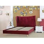 Casa si Gradina - Mobilier - Paturi si accesorii - Paturi - Pat Almera, 160 x 200 cm, tapitat catifea, burgundiu, somiera inclusa - Infinity.ro