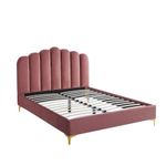 Casa si Gradina - Mobilier - Paturi si accesorii - Paturi - Pat Cloud, 180 x 200 cm, tapitat catifea roz, somiera inclusa - Infinity.ro