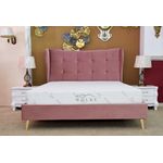 Casa si Gradina - Mobilier - Paturi si accesorii - Paturi - Pat Almera, 180 x 200 cm, tapitat catifea roz, somiera inclusa - Infinity.ro