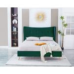 Casa si Gradina - Mobilier - Paturi si accesorii - Paturi - Pat Almera, 160 x 200 cm, tapitat catifea verde, somiera inclusa - Infinity.ro