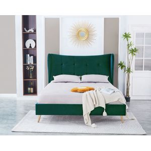 Pat Almera, 160 x 200 cm, tapitat catifea verde, somiera inclusa