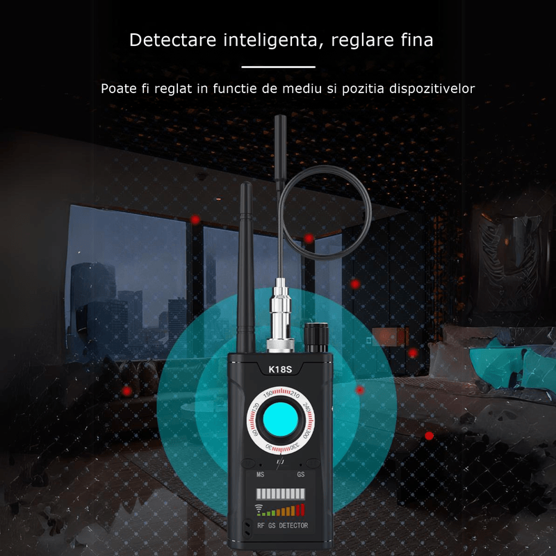 Laptop, Telefoane si Tablete - Wearables si gadgeturi - Gadgeturi - Dispozitive spionaj - Detector dispozitive spionaj, K18S, camere ascunse, microfoane, GPS, autonomie 35 ore - Infinity.ro