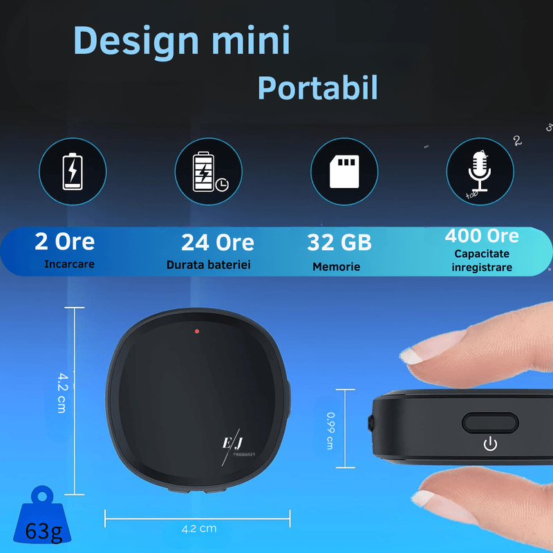 TV, Audio-Video si Foto - Portabile audio - Reportofoane - Mini reportofon digital cu activare vocala, Z13, memorie 32gb, 400 ore stocare - Infinity.ro