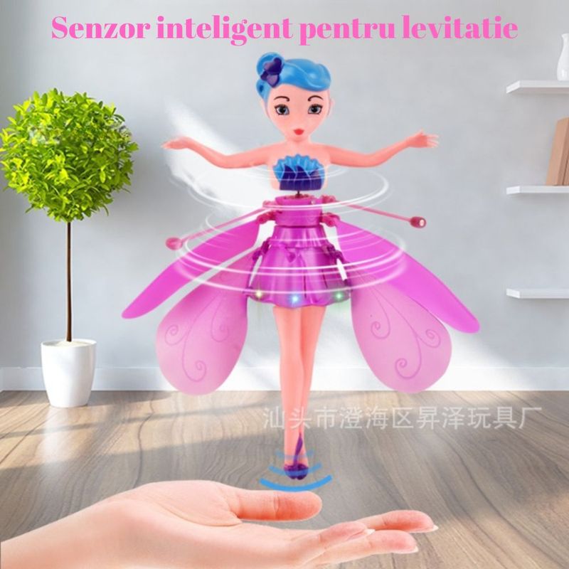 Jucarii, Copii si Bebe - Jucarii si jocuri - Papusi si accesorii - Papusi - Zana zburatoare , papusa , senzor infrarosu , mov , +6 ani  , incarcare usb , - Infinity.ro