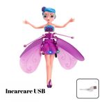 Jucarii, Copii si Bebe - Jucarii si jocuri - Papusi si accesorii - Papusi - Zana zburatoare , papusa , senzor infrarosu , mov , +6 ani  , incarcare usb , - Infinity.ro