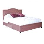 Casa si Gradina - Mobilier - Paturi si accesorii - Paturi - Pat, 180 x 200 cm, Terasino roz cu 4 sertare, tapitat catifea, somiera inclusa - Infinity.ro