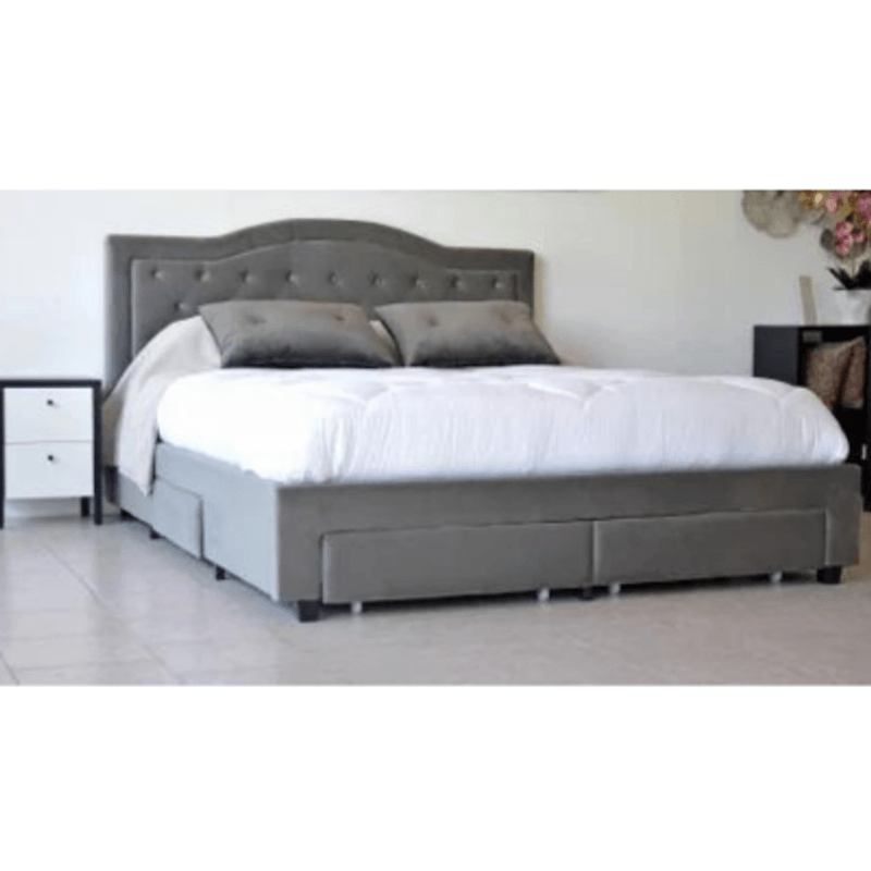 Casa si Gradina - Mobilier - Paturi si accesorii - Paturi - Pat, 160 x 200 cm, Terasino gri cu 4 sertare, tapitat catifea, somiera inclusa - Infinity.ro