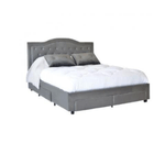 Casa si Gradina - Mobilier - Paturi si accesorii - Paturi - Pat, 160 x 200 cm, Terasino gri cu 4 sertare, tapitat catifea, somiera inclusa - Infinity.ro