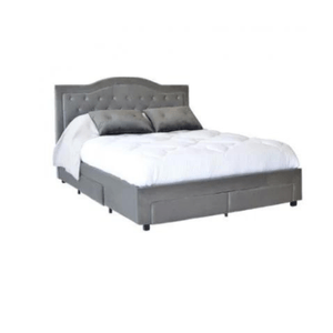 Pat, 160 x 200 cm, Terasino gri cu 4 sertare, tapitat catifea, somiera inclusa