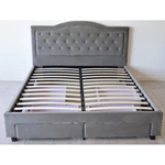 Casa si Gradina - Mobilier - Paturi si accesorii - Paturi - Pat, 160 x 200 cm, Terasino gri cu 4 sertare, tapitat catifea, somiera inclusa - Infinity.ro