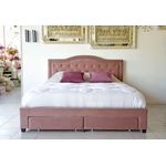 Casa si Gradina - Mobilier - Paturi si accesorii - Paturi - Pat, 180 x 200 cm, Terasino roz cu 4 sertare, tapitat catifea, somiera inclusa - Infinity.ro