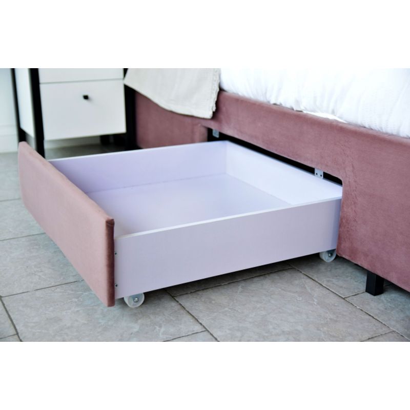 Casa si Gradina - Mobilier - Paturi si accesorii - Paturi - Pat, 180 x 200 cm, Terasino roz cu 4 sertare, tapitat catifea, somiera inclusa - Infinity.ro