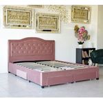 Casa si Gradina - Mobilier - Paturi si accesorii - Paturi - Pat, 180 x 200 cm, Terasino roz cu 4 sertare, tapitat catifea, somiera inclusa - Infinity.ro