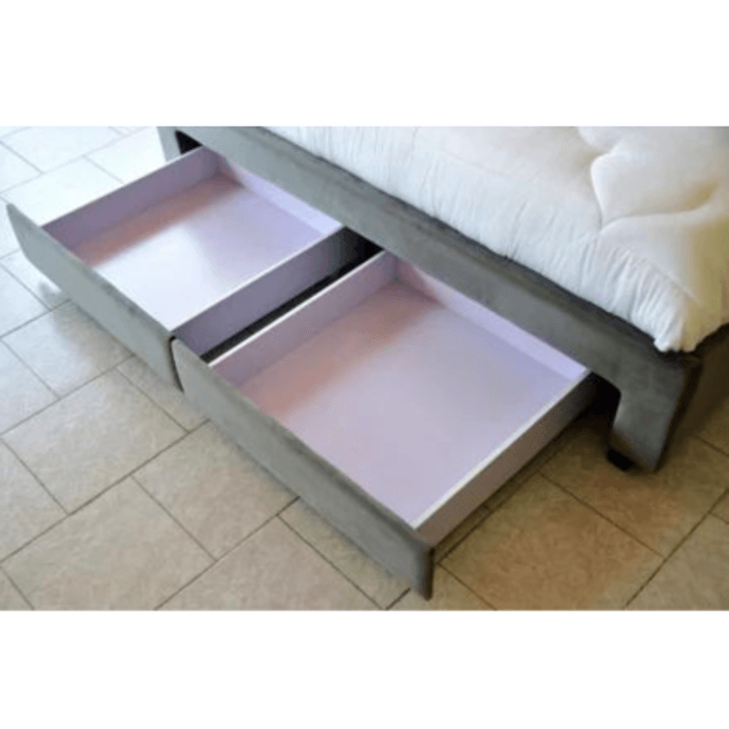 Casa si Gradina - Mobilier - Paturi si accesorii - Paturi - Pat, 160 x 200 cm, Terasino gri cu 4 sertare, tapitat catifea, somiera inclusa - Infinity.ro