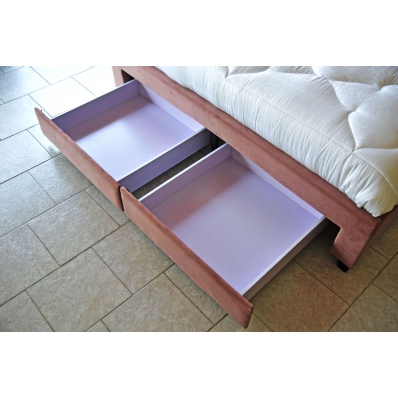 Casa si Gradina - Mobilier - Paturi si accesorii - Paturi - Pat, 160 x 200 cm, Terasino roz cu 4 sertare, tapitat catifea, somiera inclusa - Infinity.ro