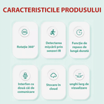 Laptop, Telefoane si Tablete - Wearables si gadgeturi - Gadgeturi - Dispozitive spionaj - Camera supraveghere, H101, 1080p, rotatie 360°, unghi de vizualizare 150°, viziune nocturna, detectarea miscarii, negru - Infinity.ro