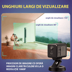 Laptop, Telefoane si Tablete - Wearables si gadgeturi - Gadgeturi - Dispozitive spionaj - Camera supraveghere, H101, 1080p, rotatie 360°, unghi de vizualizare 150°, viziune nocturna, detectarea miscarii, negru - Infinity.ro