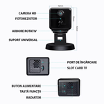 Laptop, Telefoane si Tablete - Wearables si gadgeturi - Gadgeturi - Dispozitive spionaj - Camera supraveghere, H101, 1080p, rotatie 360°, unghi de vizualizare 150°, viziune nocturna, detectarea miscarii, negru - Infinity.ro