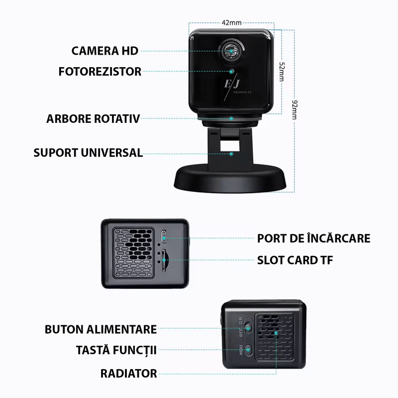 Laptop, Telefoane si Tablete - Wearables si gadgeturi - Gadgeturi - Dispozitive spionaj - Camera supraveghere, H101, 1080p, rotatie 360°, unghi de vizualizare 150°, viziune nocturna, detectarea miscarii, negru - Infinity.ro