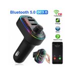 Auto si Moto - Electronice auto - Multimedia auto - Modulator FM Auto Wireless, Bluetooth 5.0, Hands-Free, MP3, 2xUSB, Port Type C, Xentech Light RGB LED C12, Negru - Infinity.ro