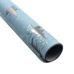 Carti si Birotica - Birotica - Articole ambalare - Hartie ambalat Craciun 150x70cm bleu brazi argintii - Infinity.ro