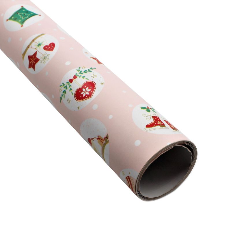 Carti si Birotica - Birotica - Articole ambalare - Hartie ambalat Craciun 200x70cm roz globuri - Infinity.ro