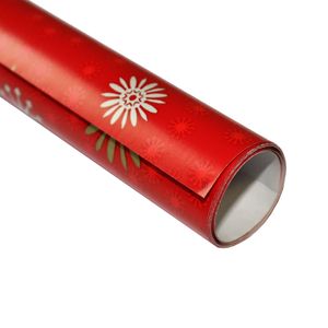 Hartie ambalat Craciun 200x70cm fulgi-zapada rosu