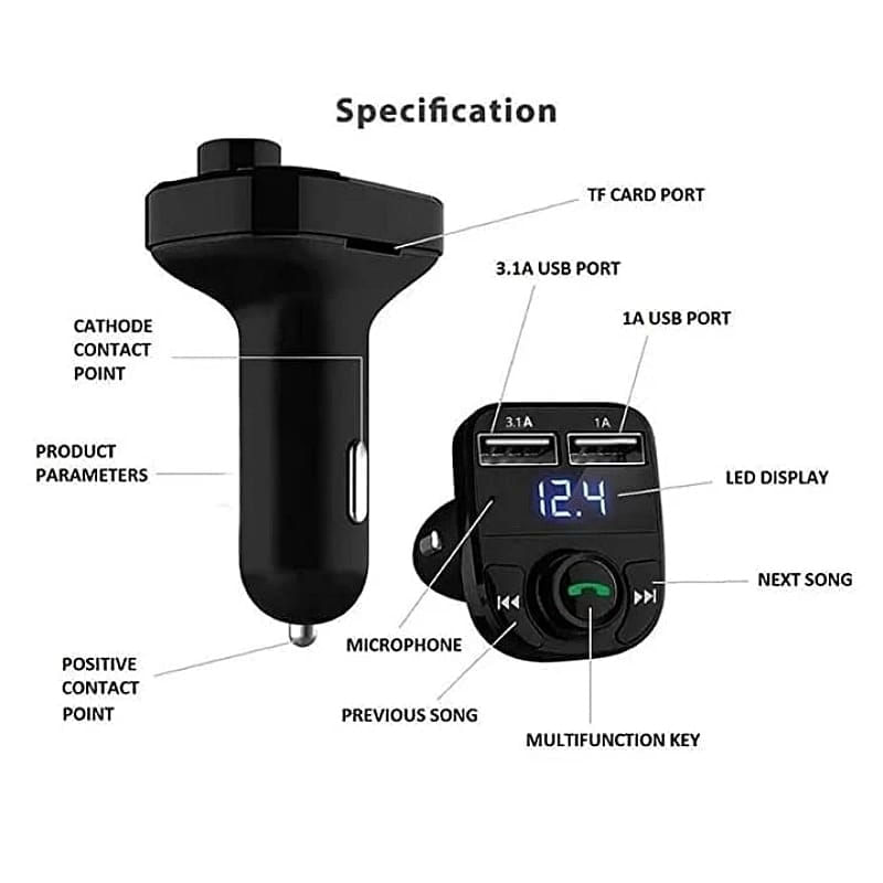 Auto si Moto - Electronice auto - Multimedia auto - Modulator FM Wireless MP3 X8 dual USB Charger - Infinity.ro