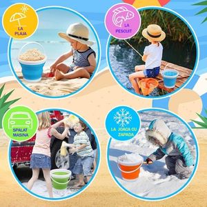 Set doua galeti pliabile 3L + 5L , alb/albastru , silicon si plastic