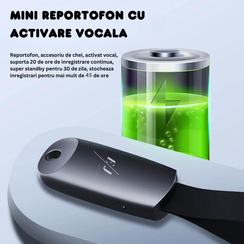 Laptop, Telefoane si Tablete - Wearables si gadgeturi - Gadgeturi - Dispozitive spionaj - Mini reportofon spion, S26, 8GB, capacitate stocare 45 ore, activare vocala, MP3, stand-by 30 zile, reducere de zgomot - Infinity.ro