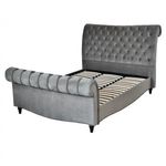 Casa si Gradina - Mobilier - Paturi si accesorii - Paturi - Pat Misterio, 180 x 200 cm, tapitat catifea gri, somiera inclusa - Infinity.ro