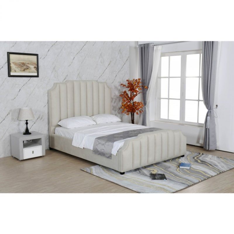 Casa si Gradina - Mobilier - Paturi si accesorii - Paturi - Pat Selena, 160 x 200 cm, tapitat stofa crem, somiera inclusa - Infinity.ro