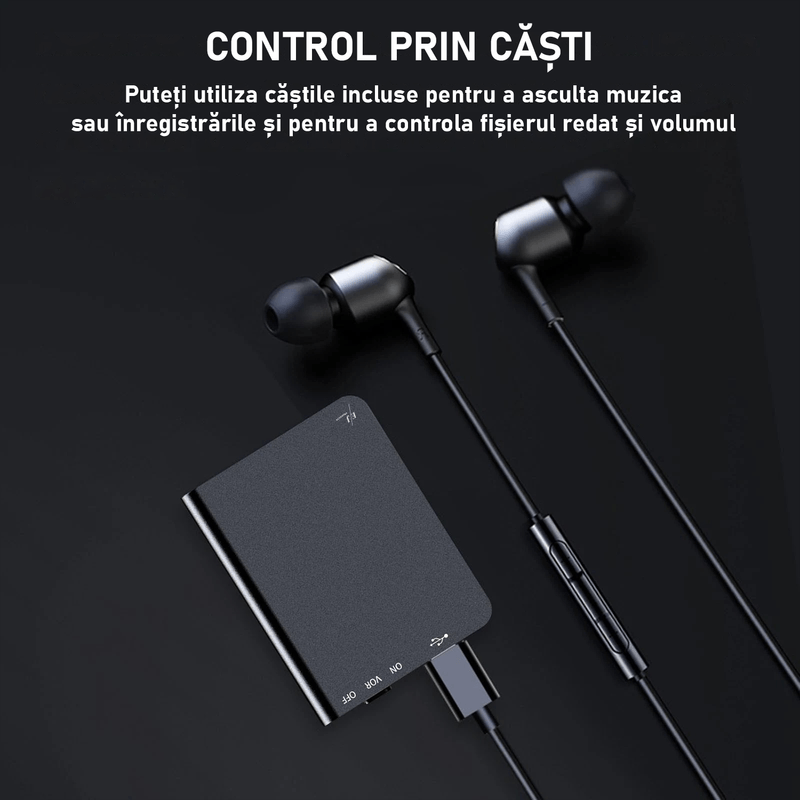 Laptop, Telefoane si Tablete - Wearables si gadgeturi - Gadgeturi - Dispozitive spionaj - Mini reportofon spion, Q61, 32GB, autonomie 24 ore, capacitate inregistrare 768 ore, reducere a zgomotului de fundal - Infinity.ro