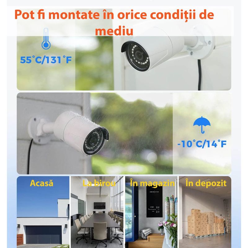 Laptop, Telefoane si Tablete - Wearables si gadgeturi - Gadgeturi - Dispozitive spionaj - Sistem supraveghere video 4 camere exterior/interior 5MP, AI, RLK8-410B4, 8 canale, PoE IP67, NVR, 4K, HDD 2TB - Infinity.ro