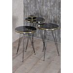 Casa si Gradina - Mobilier - Mese si birouri - Masute de cafea - Set 3 masute cafea ZIGON, cu blat rotund, margine aurie cu negru - Alb - Infinity.ro