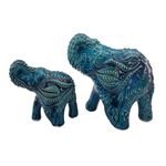 Casa si Gradina - Decoratiuni - Obiecte decorative - Accesorii decorative - Bibelou set 2 elefanti din ceramica, 10 x 22 x 17 cm, 7 x 16 x 13 cm, turcuaz, EHA - Infinity.ro