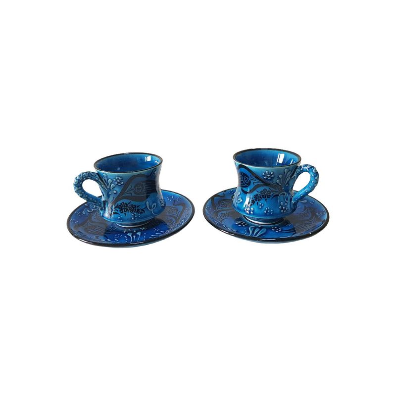 Casa si Gradina - Bucatarie si vesela - Cani si pahare - Cani si cesti - Set cafea turceasca ceramica, pictat manual, 50 ml, EHA - Oranj, 12 - Infinity.ro