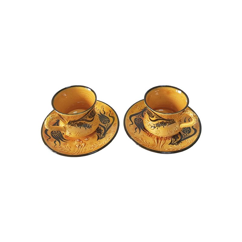 Casa si Gradina - Bucatarie si vesela - Cani si pahare - Cani si cesti - Set cafea turceasca ceramica, pictat manual, 50 ml, EHA - Oranj, 12 - Infinity.ro