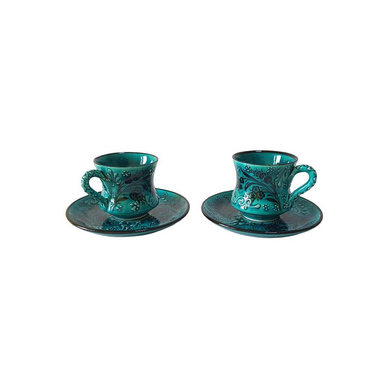 Casa si Gradina - Bucatarie si vesela - Cani si pahare - Cani si cesti - Set cafea turceasca ceramica, pictat manual, 50 ml, EHA - Oranj, 12 - Infinity.ro