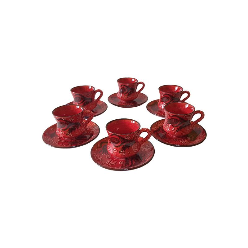 Casa si Gradina - Bucatarie si vesela - Cani si pahare - Cani si cesti - Set cafea turceasca ceramica, pictat manual, 50 ml, EHA - Oranj, 12 - Infinity.ro