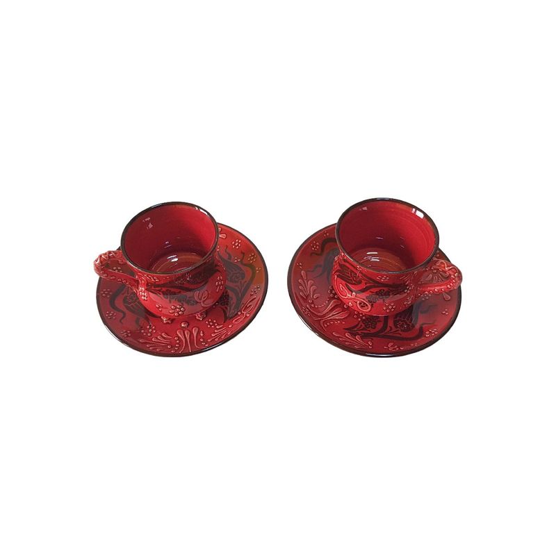 Casa si Gradina - Bucatarie si vesela - Cani si pahare - Cani si cesti - Set cafea turceasca ceramica, pictat manual, 50 ml, EHA - Oranj, 12 - Infinity.ro