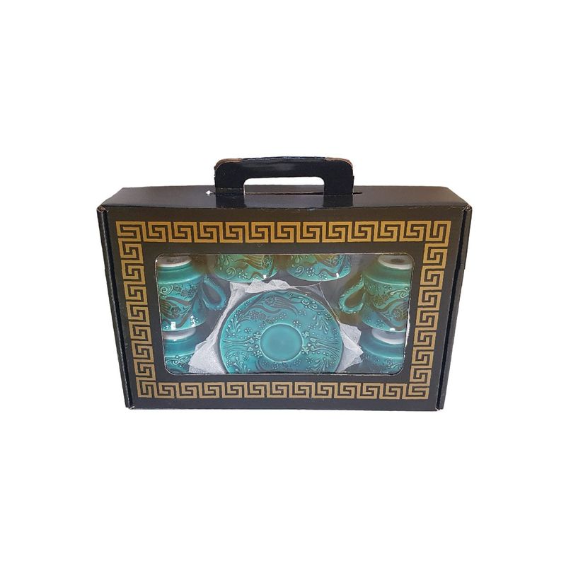 Casa si Gradina - Bucatarie si vesela - Cani si pahare - Cani si cesti - Set cafea turceasca ceramica, pictat manual, 50 ml, EHA - Oranj, 12 - Infinity.ro